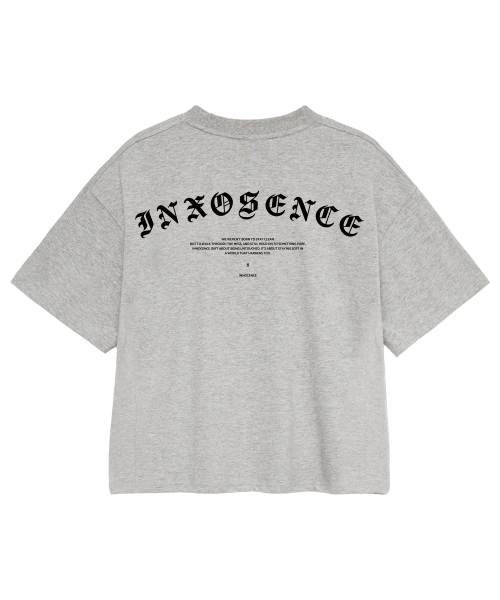 ELIMENO(エリメノ)の「EL イノセンス メンズ クロップ 半袖Tシャツ 3カラー(Tシャツ/カットソー・メンズ・ブラック/ホワイト/グレー・1/2/3)」の7枚目の写真