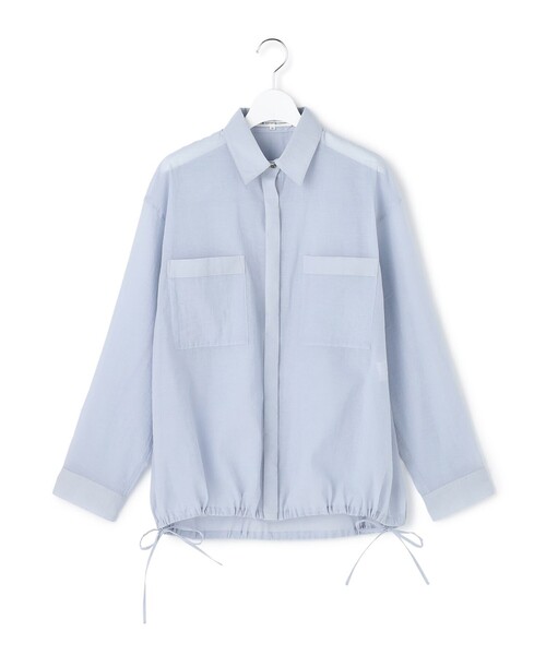 23区 S(ニジュウサンクチイサイサイズ)の「ナイロンコットンシアーボイル ドロストシャツ(シャツ/ブラウス・レディース・ネイビー系/ブラウン系/サックスブルー系/ベージュ系・32)」の7枚目の写真