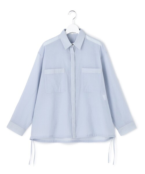 23区 S(ニジュウサンクチイサイサイズ)の「ナイロンコットンシアーボイル ドロストシャツ(シャツ/ブラウス・レディース・ネイビー系/ブラウン系/サックスブルー系/ベージュ系・32)」の13枚目の写真