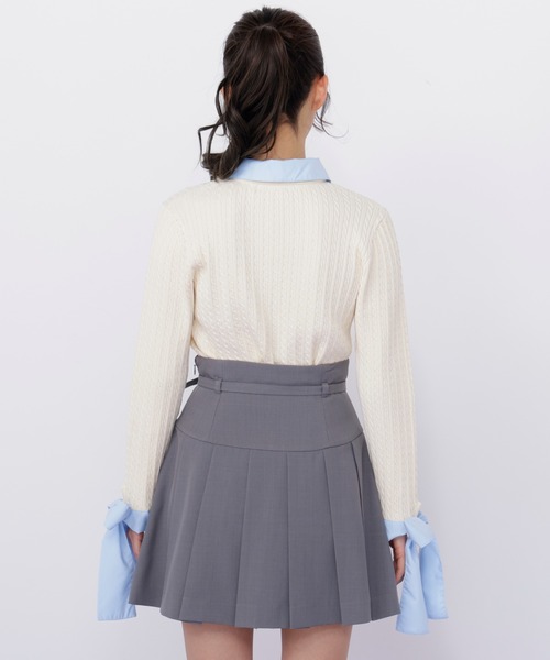 JILL by JILL STUART(ジルバイジルスチュアート)の「袖リボンケーブルカーディガン(ニット/セーター・レディース・グレー/ホワイト/ネイビー・FREE)」の4枚目の写真