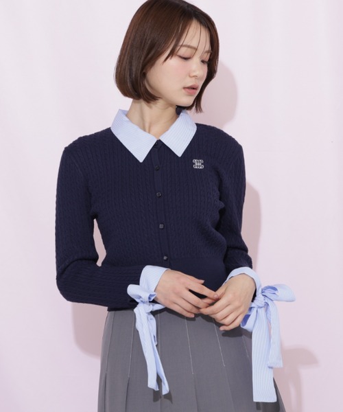 JILL by JILL STUART(ジルバイジルスチュアート)の「袖リボンケーブルカーディガン(ニット/セーター・レディース・グレー/ホワイト/ネイビー・FREE)」の17枚目の写真