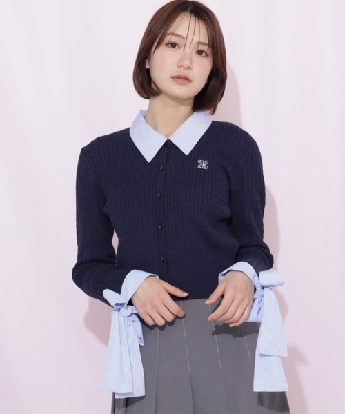 JILL by JILL STUART(ジルバイジルスチュアート)の「袖リボンケーブルカーディガン(ニット/セーター・レディース・グレー/ホワイト/ネイビー・FREE)」の16枚目の写真
