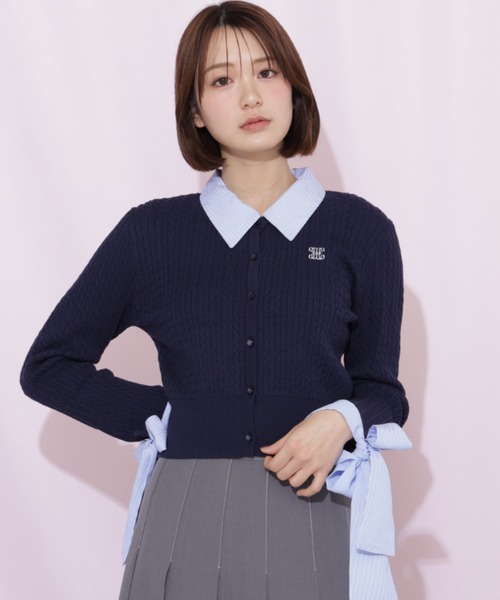 JILL by JILL STUART(ジルバイジルスチュアート)の「袖リボンケーブルカーディガン(ニット/セーター・レディース・グレー/ホワイト/ネイビー・FREE)」の15枚目の写真