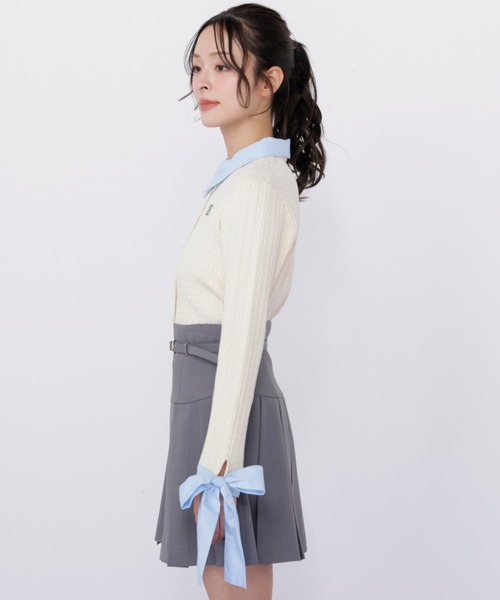 JILL by JILL STUART(ジルバイジルスチュアート)の「袖リボンケーブルカーディガン(ニット/セーター・レディース・グレー/ホワイト/ネイビー・FREE)」の14枚目の写真