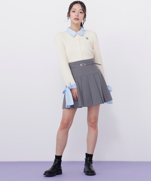 JILL by JILL STUART(ジルバイジルスチュアート)の「袖リボンケーブルカーディガン(ニット/セーター・レディース・グレー/ホワイト/ネイビー・FREE)」の12枚目の写真