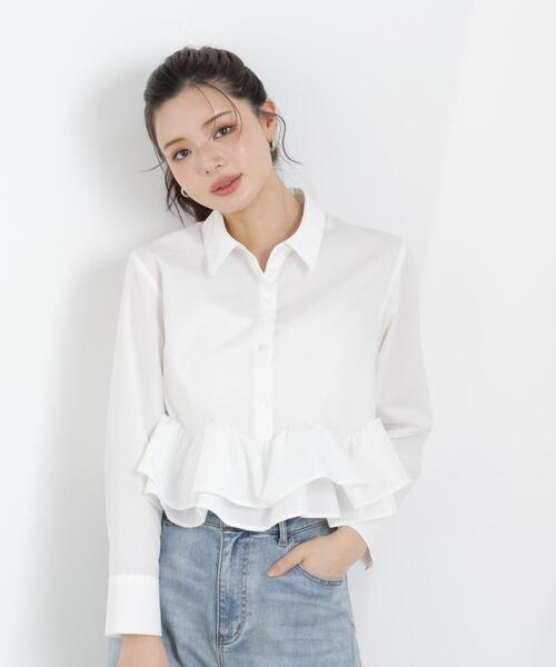 a/mie（アミー）の「＜ａ＞ホイップフリルシャツ / 1216119301（シャツ/ブラウス・レディース・ホワイト/ブルー・FREE）」の8枚目の写真