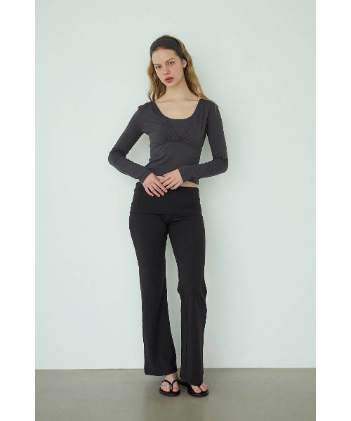 ALEXIA STAM（アリシアスタン）の「Cachecoeur Long Sleeve Top /カシュクールトップス（Tシャツ/カットソー・レディース・チャコールグレー/グレー/ピンク系・L/M/S）」の13枚目の写真