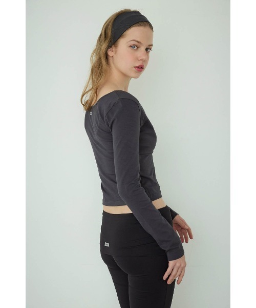 ALEXIA STAM（アリシアスタン）の「Cachecoeur Long Sleeve Top /カシュクールトップス（Tシャツ/カットソー・レディース・チャコールグレー/グレー/ピンク系・L/M/S）」の14枚目の写真