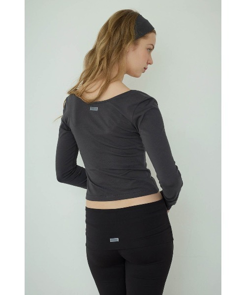 ALEXIA STAM（アリシアスタン）の「Cachecoeur Long Sleeve Top /カシュクールトップス（Tシャツ/カットソー・レディース・チャコールグレー/グレー/ピンク系・L/M/S）」の15枚目の写真