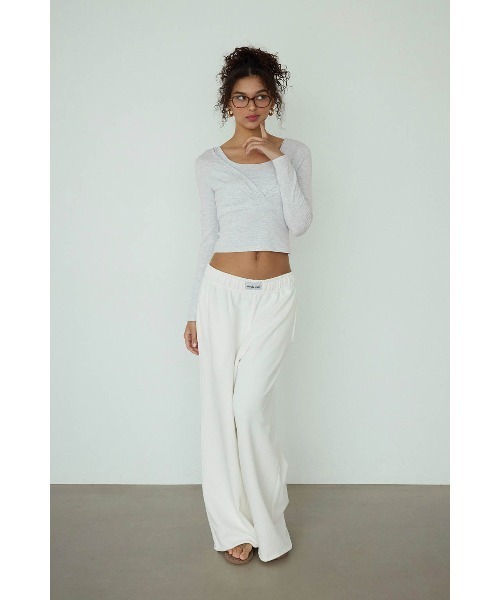 ALEXIA STAM（アリシアスタン）の「Cachecoeur Long Sleeve Top /カシュクールトップス（Tシャツ/カットソー・レディース・チャコールグレー/グレー/ピンク系・L/M/S）」の17枚目の写真