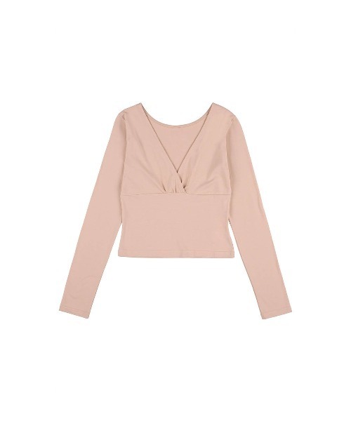 ALEXIA STAM（アリシアスタン）の「Cachecoeur Long Sleeve Top /カシュクールトップス（Tシャツ/カットソー・レディース・チャコールグレー/グレー/ピンク系・L/M/S）」の9枚目の写真