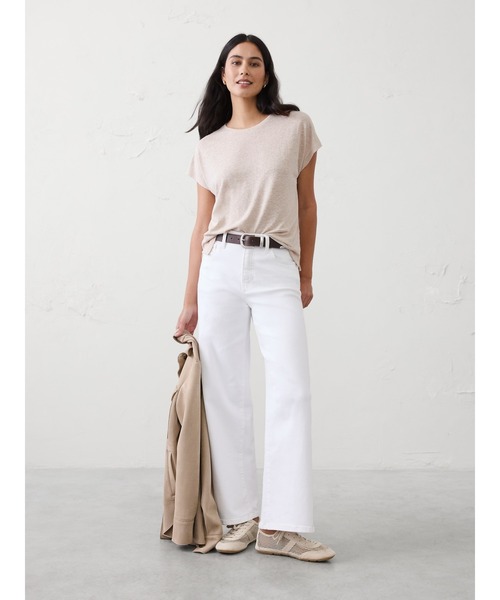 BANANA REPUBLIC FACTORY STORE(バナナリパブリック ファクトリーストア)の「BANANA REPUBLIC FACTORY STORE リネンブレンド キャップスリーブ Tシャツ(Tシャツ/カットソー・レディース・ベージュ/ネイビー/ホワイト・M/XS/S)」の5枚目の写真