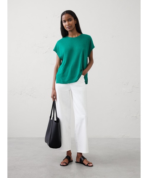 BANANA REPUBLIC FACTORY STORE(バナナリパブリック ファクトリーストア)の「BANANA REPUBLIC FACTORY STORE リネンブレンド キャップスリーブ Tシャツ(Tシャツ/カットソー・レディース・ベージュ/ネイビー/ホワイト/ブラウン/エメラルド・M/XS/S/L)」の14枚目の写真
