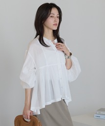 【India Fabric】コットンギャザーフレアブラウス