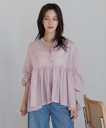 【India Fabric】コットンギャザーフレアブラウス
