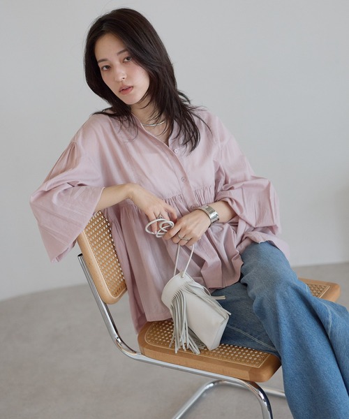 セール】【India Fabric】コットンギャザーフレアブラウス / 軽やかに
