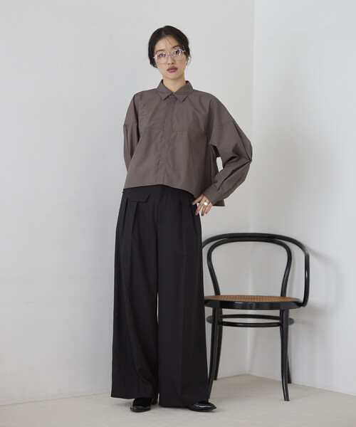 Firsthand(ファーストハンド)の「Firsthand/ファーストハンド 切替デザイン ショートブラウス / 立体スリーブ ロングスリーブシャツ(シャツ/ブラウス・レディース・サックスブルー/チャコールグレー/ホワイト/ピンク・フリ-)」の16枚目の写真