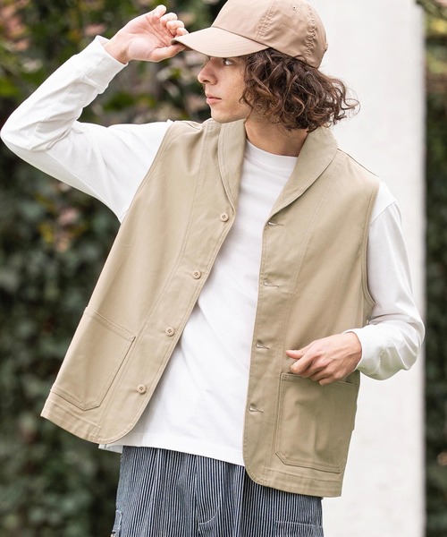 CAMBIO（カンビオ）の「mcg3791- ショールカラーチノワーカーズベスト(HLCM0242)（ベスト・メンズ・ブラック/ネイビー/ベージュ・M/S/L）」の2枚目の写真