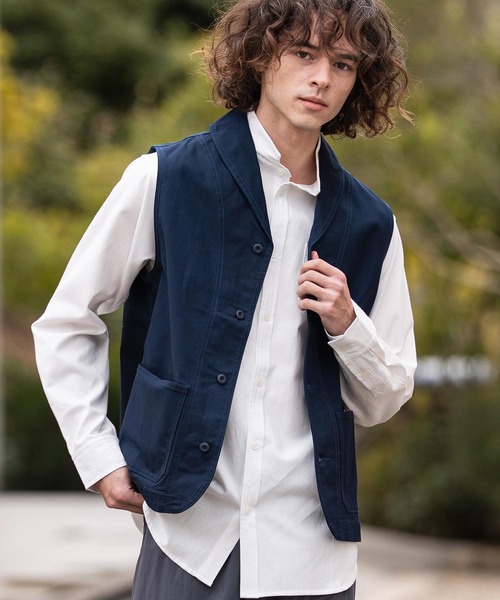 CAMBIO（カンビオ）の「mcg3791- ショールカラーチノワーカーズベスト(HLCM0242)（ベスト・メンズ・ブラック/ネイビー/ベージュ・M/S/L）」の3枚目の写真