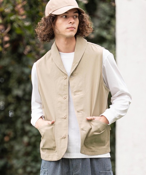 CAMBIO（カンビオ）の「mcg3791- ショールカラーチノワーカーズベスト(HLCM0242)（ベスト・メンズ・ブラック/ネイビー/ベージュ・M/S/L）」の12枚目の写真