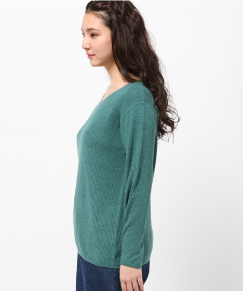 LBC（エルビーシー）の「12G畦Vネックプルオーバー（ニット/セーター・レディース・オレンジ/ベージュ/チャコールグレー/グリーン・MEDIUM/LARGE）」の9枚目の写真