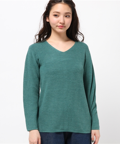 LBC（エルビーシー）の「12G畦Vネックプルオーバー（ニット/セーター・レディース・オレンジ/ベージュ/チャコールグレー/グリーン・MEDIUM/LARGE）」の7枚目の写真