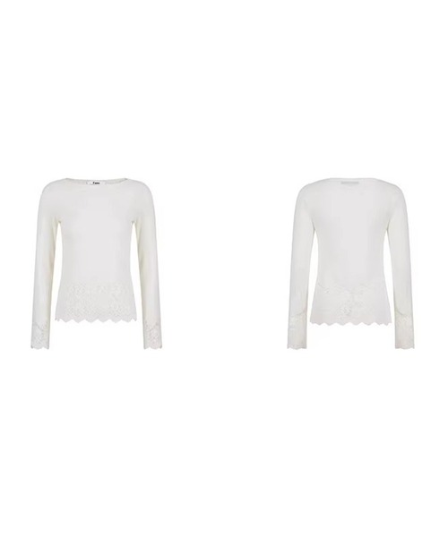 Fano Studios（ファノ ストゥディオズ）の「レースディテール ニットトップス FX26S063【Fano Studios】（Tシャツ/カットソー・レディース・ホワイト/ブラック・L/M/S）」の12枚目の写真