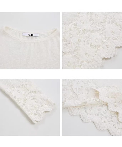 Fano Studios（ファノ ストゥディオズ）の「レースディテール ニットトップス FX26S063【Fano Studios】（Tシャツ/カットソー・レディース・ホワイト/ブラック・L/M/S）」の13枚目の写真
