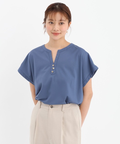 Andemiu(アンデミュウ)の「キンボタンスキッパーカットソー659218(Tシャツ/カットソー・レディース・オフホワイト/ネイビー/ブルー・FREE)」の11枚目の写真