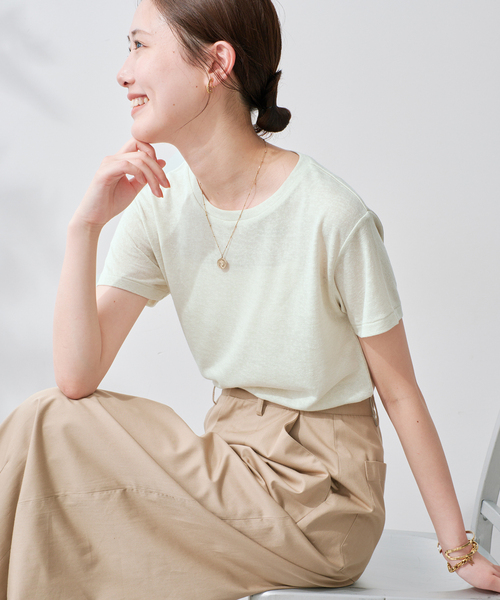 追加》スラブ天竺5分袖TEE（Tシャツ/カットソー）｜SLOBE IENA