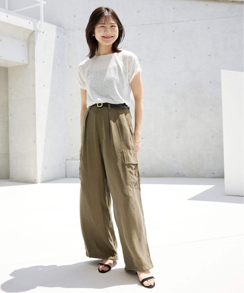 SLOBE IENA（スローブイエナ）の「《追加》スラブ天竺5分袖TEE（Tシャツ/カットソー・レディース・ホワイト/ライトグリーン/ブラック/ダークパープル・FREE）」の11枚目の写真