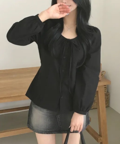 semplice（センプリチェ）の「長袖シャツ（シャツ/ブラウス・レディース・ホワイト/ブラウン/ブラック・F）」の3枚目の写真