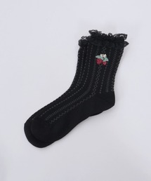 axes femme | 苺刺繍レース透かしソックス(その他小物)