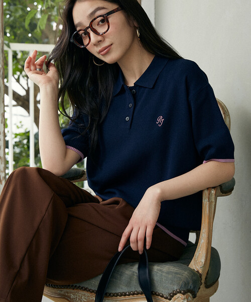 PEACH JOHN × PUBLUX/ピーチ・ジョン ＜接触冷感＞配色袖 サマーニット