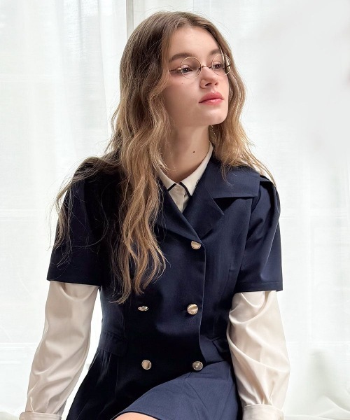 F i.n.t(フィント)の「テーラードセーラー衿ワンピース/fint フィント(ワンピース・レディース・アイボリー/ネイビー・FREE)」の3枚目の写真