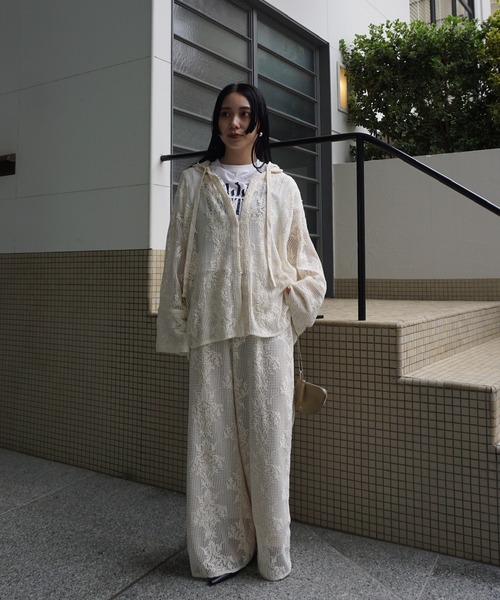 2WAY MESH DAMASK EMBROIDERY HOOD BLOUSE（シャツ/ブラウス）｜Ameri 