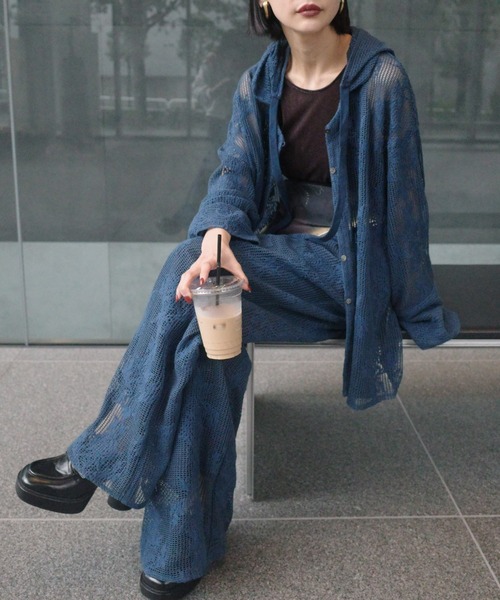 Ameri(アメリ)の「2WAY MESH DAMASK EMBROIDERY HOOD BLOUSE(シャツ/ブラウス・レディース・ブルー/ブラック/アイボリー・FREE)」の12枚目の写真