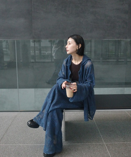 2WAY MESH DAMASK EMBROIDERY HOOD BLOUSE【公式通販】