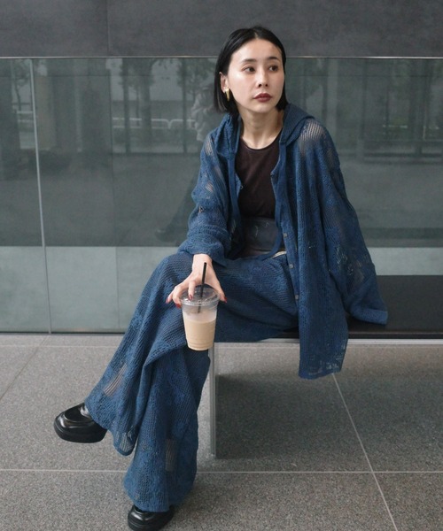 Ameri(アメリ)の「2WAY MESH DAMASK EMBROIDERY HOOD BLOUSE(シャツ/ブラウス・レディース・ブルー/ブラック/アイボリー・FREE)」の14枚目の写真