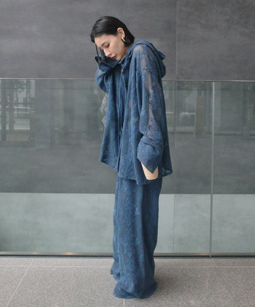 2WAY MESH DAMASK EMBROIDERY HOOD BLOUSE【公式通販】