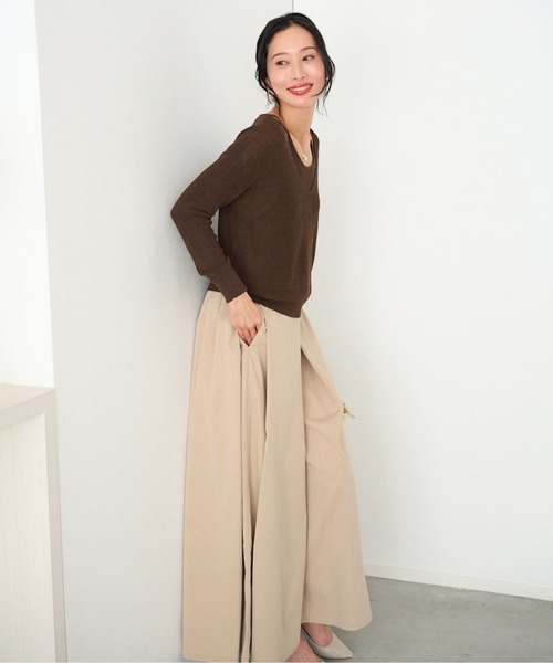 Ehre style(エーレスタイル)の「重ね着風 自然に 美しく 大人キャミニット(ニット/セーター・レディース・グレー/ブラウン/ベージュ・FREE)」の11枚目の写真