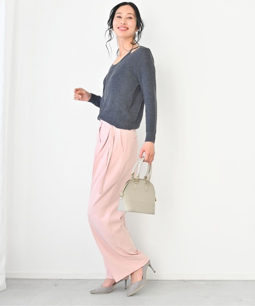 Ehre style(エーレスタイル)の「重ね着風 自然に 美しく 大人キャミニット(ニット/セーター・レディース・グレー/ブラウン/ベージュ・FREE)」の7枚目の写真