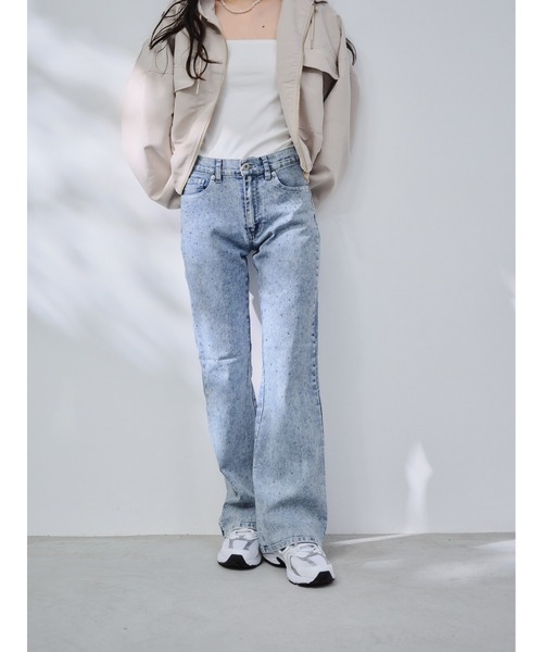 P.V.T(ピーブイティー)の「ストレッチフレアキラキラデニムパンツ(デニムパンツ・レディース・Black/サックスブルー系/Navy・M)」の8枚目の写真