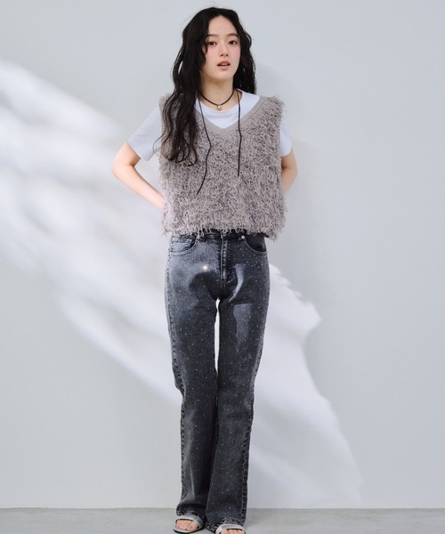 P.V.T(ピーブイティー)の「ストレッチフレアキラキラデニムパンツ(デニムパンツ・レディース・Black/サックスブルー系/Navy・M)」の16枚目の写真