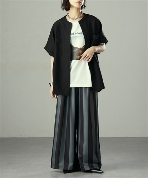 Soiunique（スワユニーク）の「【接触冷感・吸水速乾】 ひんやり素材フォトプリント半袖Tシャツ ［Soiunique］（Tシャツ/カットソー・レディース・ブラウン/オフホワイト/チャコール・M/L/LL）」の7枚目の写真