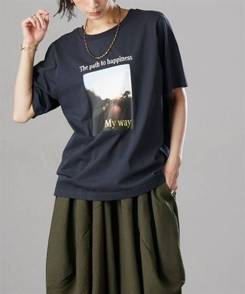 Soiunique（スワユニーク）の「【接触冷感・吸水速乾】 ひんやり素材フォトプリント半袖Tシャツ ［Soiunique］（Tシャツ/カットソー・レディース・ブラウン/オフホワイト/チャコール・M/L/LL）」の8枚目の写真