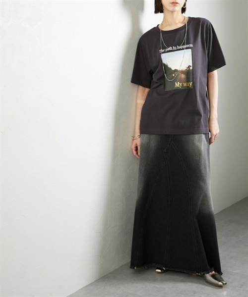Soiunique（スワユニーク）の「【接触冷感・吸水速乾】 ひんやり素材フォトプリント半袖Tシャツ ［Soiunique］（Tシャツ/カットソー・レディース・ブラウン/オフホワイト/チャコール・M/L/LL）」の10枚目の写真