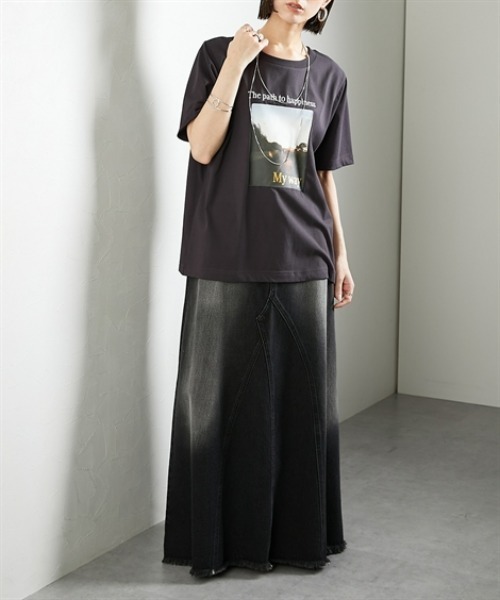 Soiunique（スワユニーク）の「【接触冷感・吸水速乾】 ひんやり素材フォトプリント半袖Tシャツ ［Soiunique］（Tシャツ/カットソー・レディース・ブラウン/オフホワイト/チャコール・M/L/LL）」の11枚目の写真
