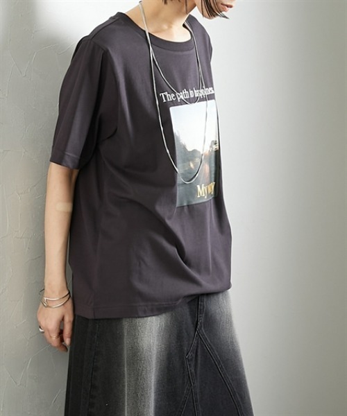 Soiunique（スワユニーク）の「【接触冷感・吸水速乾】 ひんやり素材フォトプリント半袖Tシャツ ［Soiunique］（Tシャツ/カットソー・レディース・ブラウン/オフホワイト/チャコール・M/L/LL）」の14枚目の写真