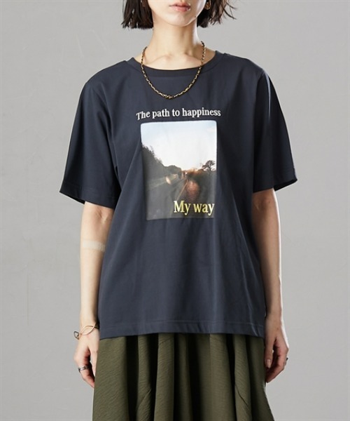 Soiunique（スワユニーク）の「【接触冷感・吸水速乾】 ひんやり素材フォトプリント半袖Tシャツ ［Soiunique］（Tシャツ/カットソー・レディース・ブラウン/オフホワイト/チャコール・M/L/LL）」の16枚目の写真